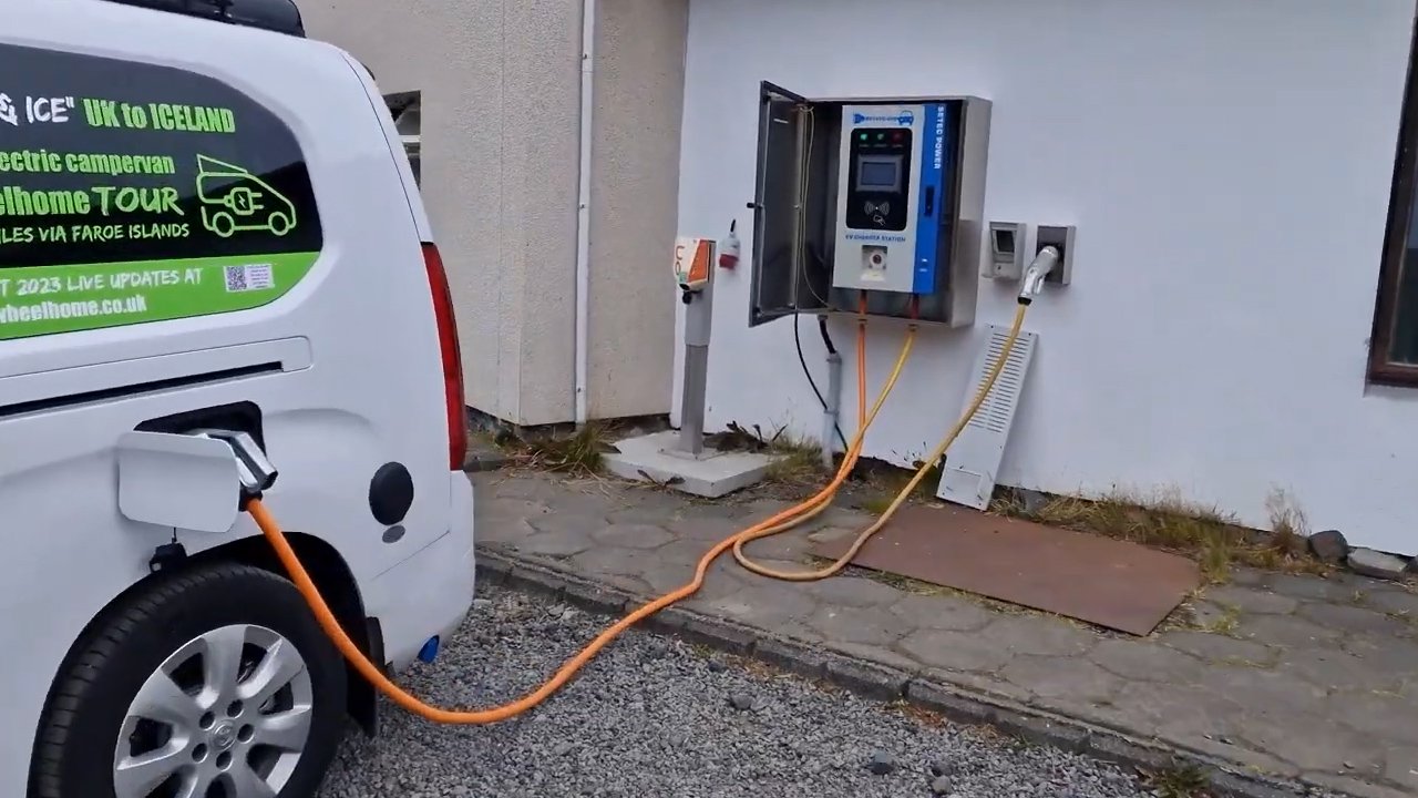 Charging at a remote Icelandic station — EV infrastructure reaches even the quietest corners